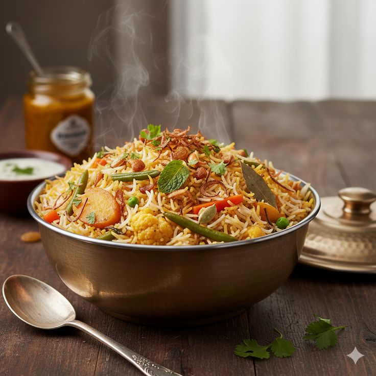 Veg Biryani closeup detail 1